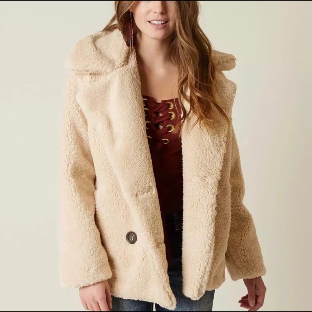 Free people tan teddy coat